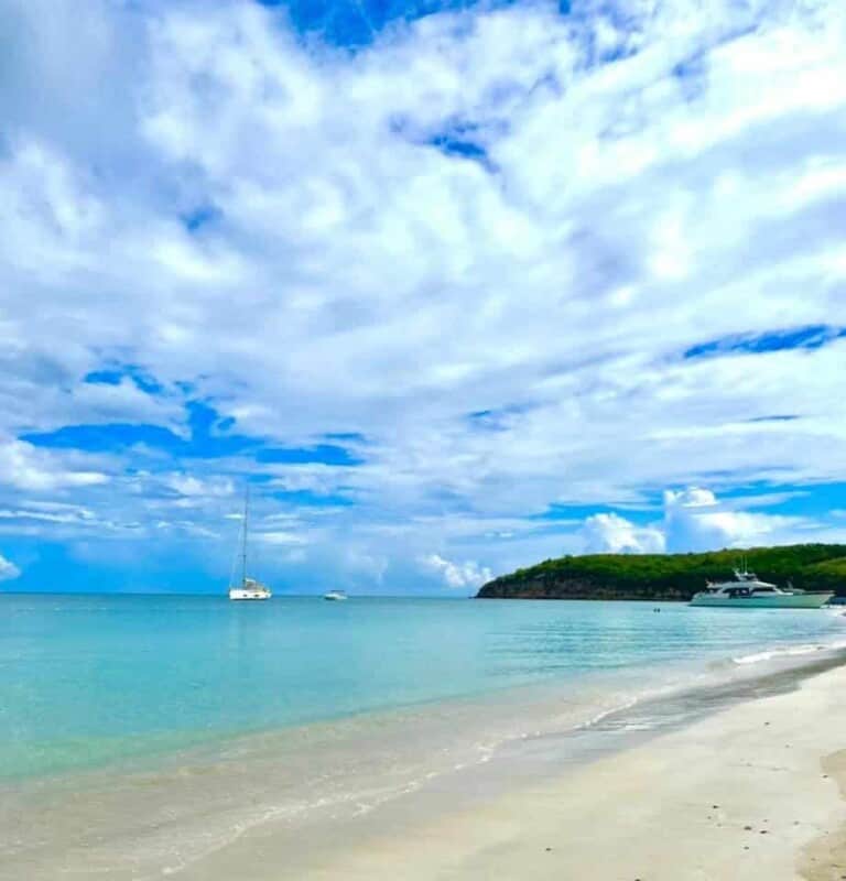 beach and ocean views at Sandals Grande Antigua Travel Guide.