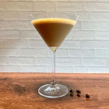 Cold Brew Coffee Martini with Baileys and garnished with coffee beans