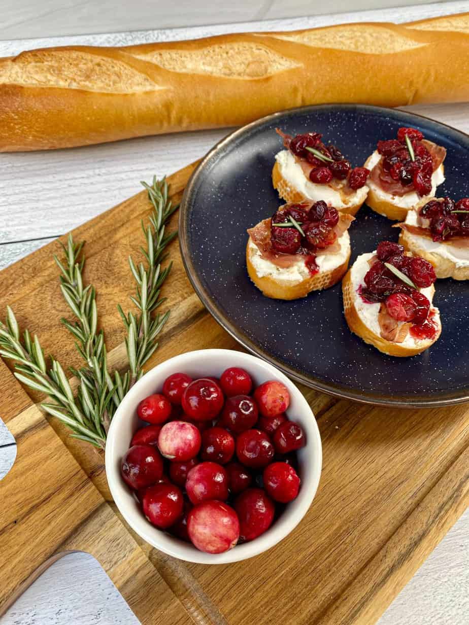 Goat Cheese Crostini with Prosciutto and Cranberries Happy Honey Kitchen