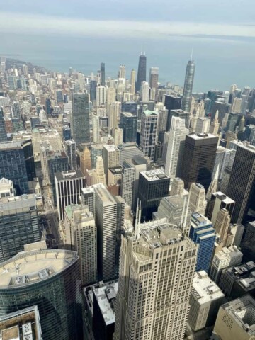chicago skyline view from the willis tower. Chicago travel and tourism.