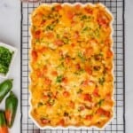 King ranch chicken casserole in a large baking dish.
