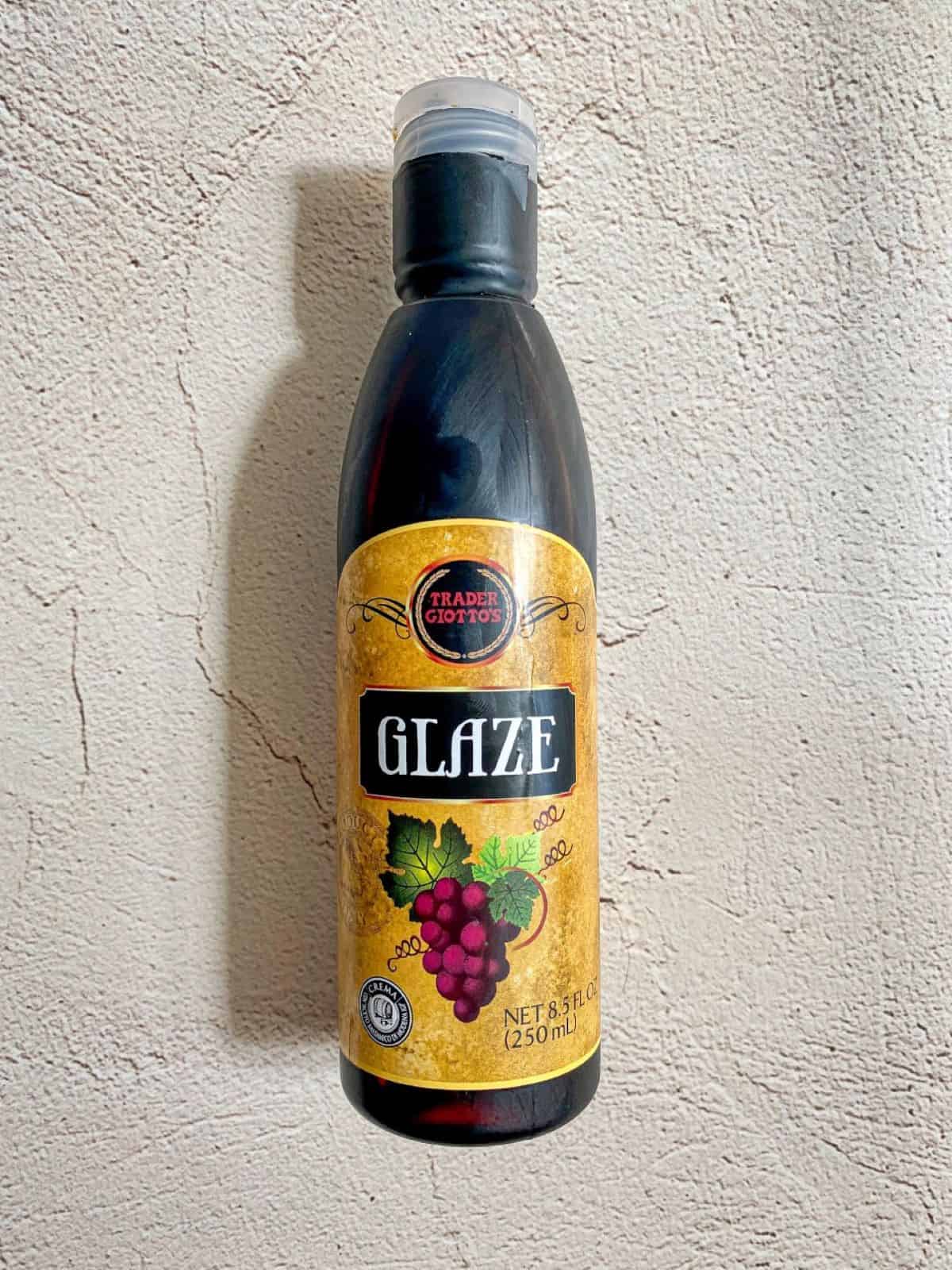 A bottle of Trader Joe's balsamic glaze.