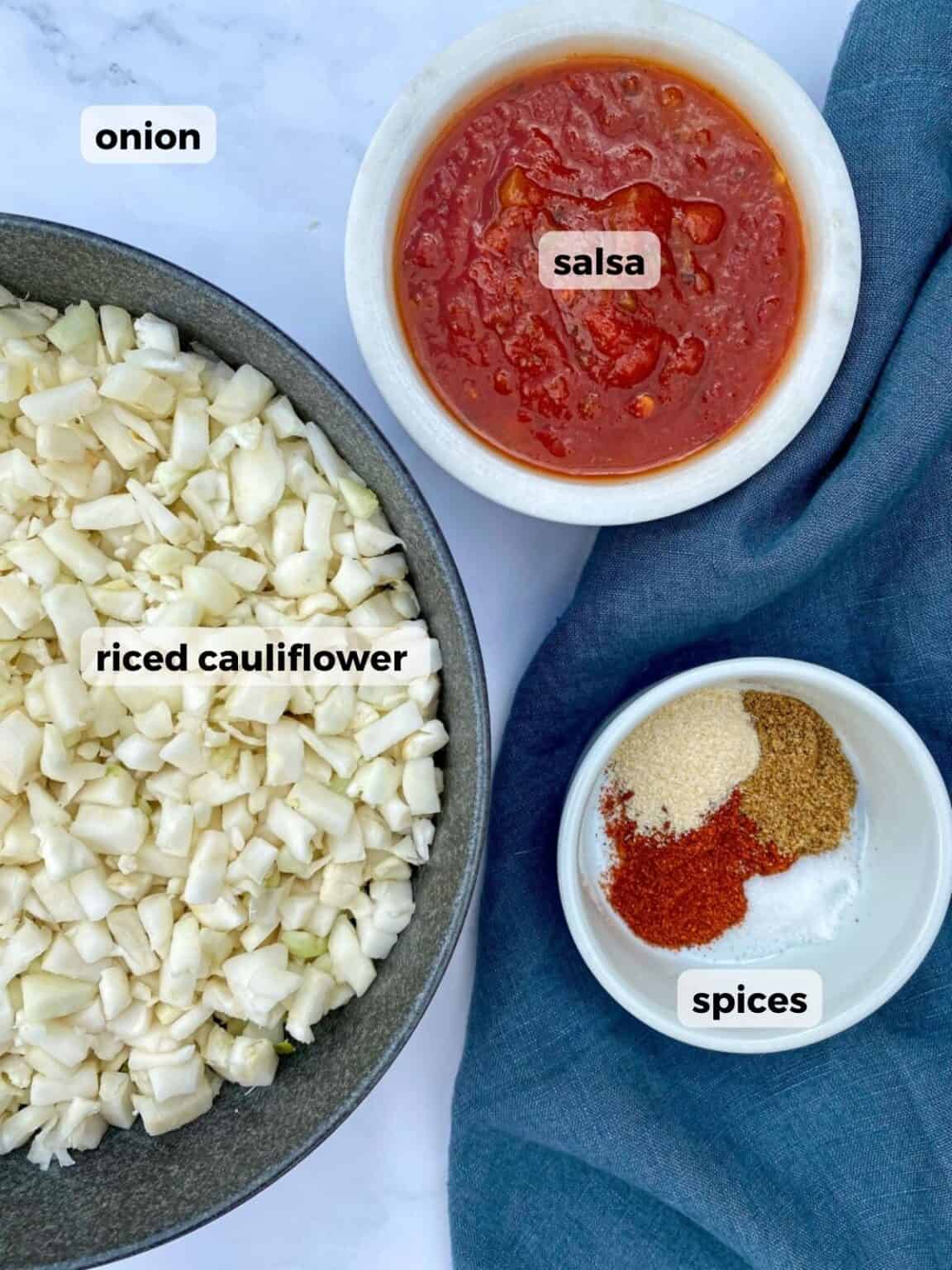 Cauliflower Spanish Rice with Salsa Happy Honey Kitchen