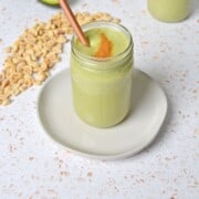 Green avocado and peanut better smoothie.