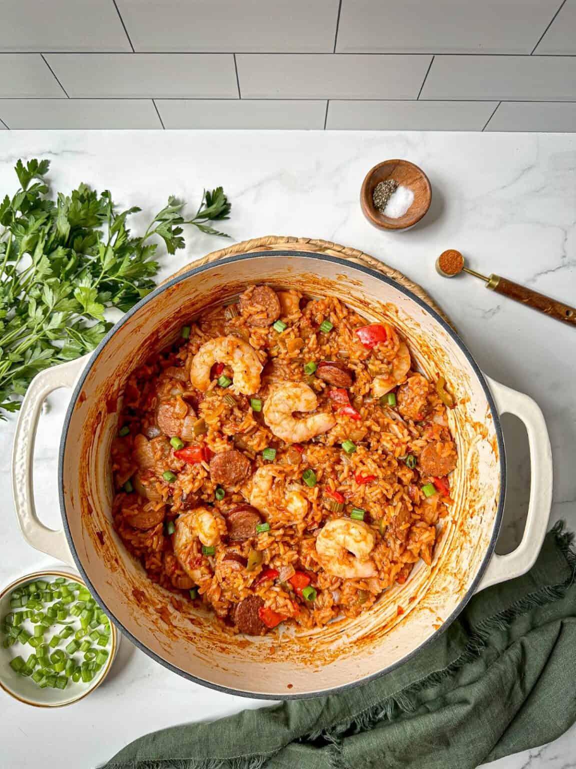 Dutch Oven Jambalaya (Creole Recipe) Happy Honey Kitchen