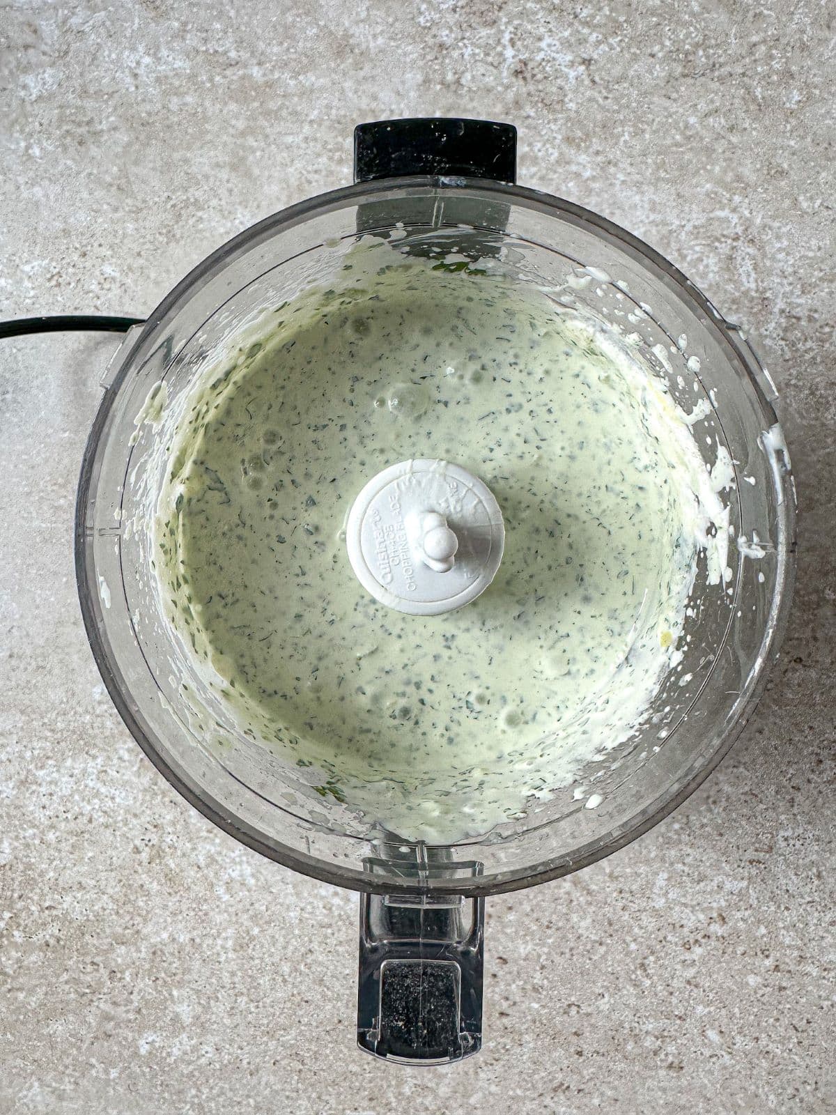 All ingredients are combined and blended in the food processor making a creamy sauce.