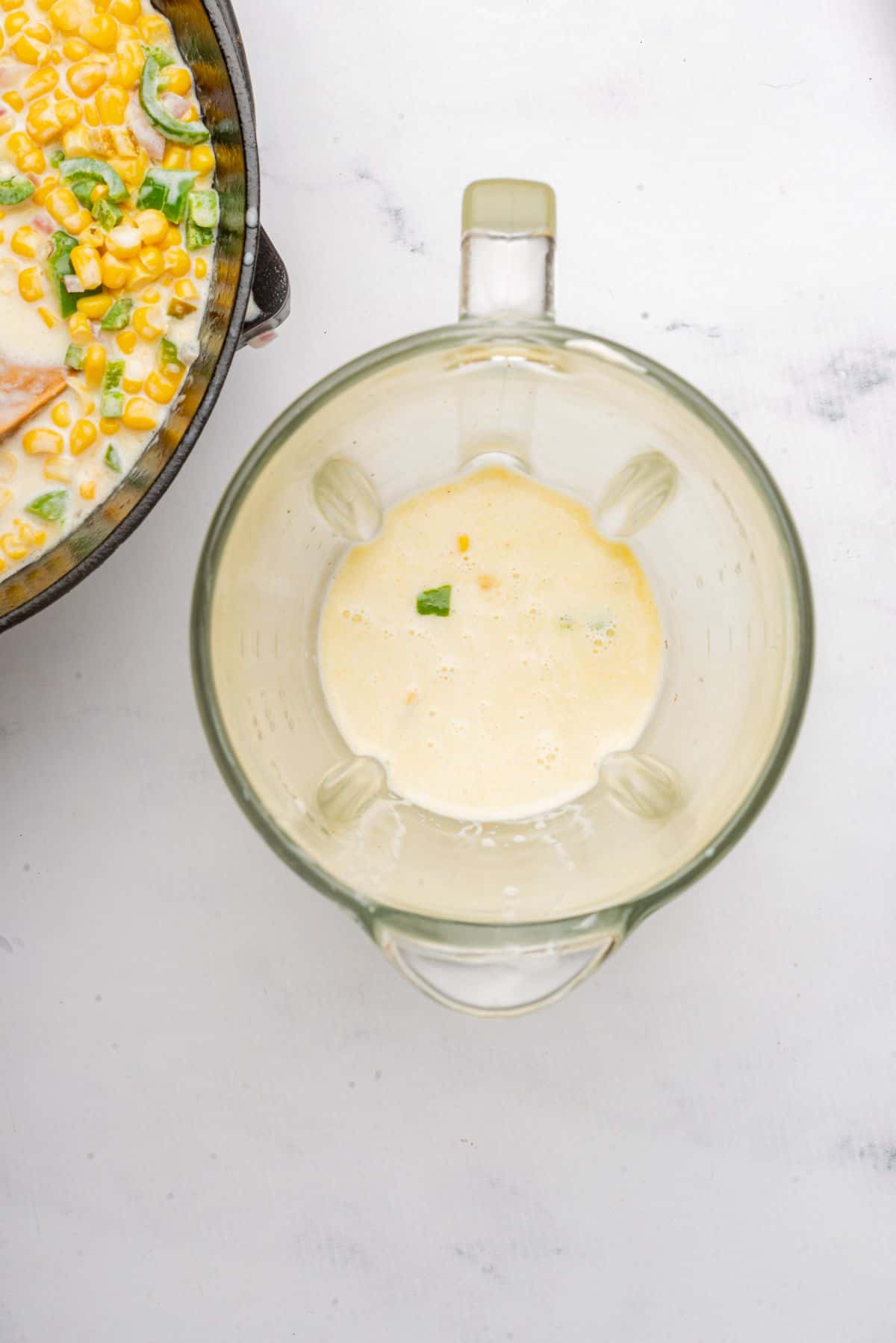 Jalapeno creamed corn in a blender.