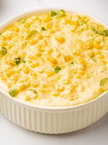 Spicy jalapeno creamed corn recipe in a bowl.