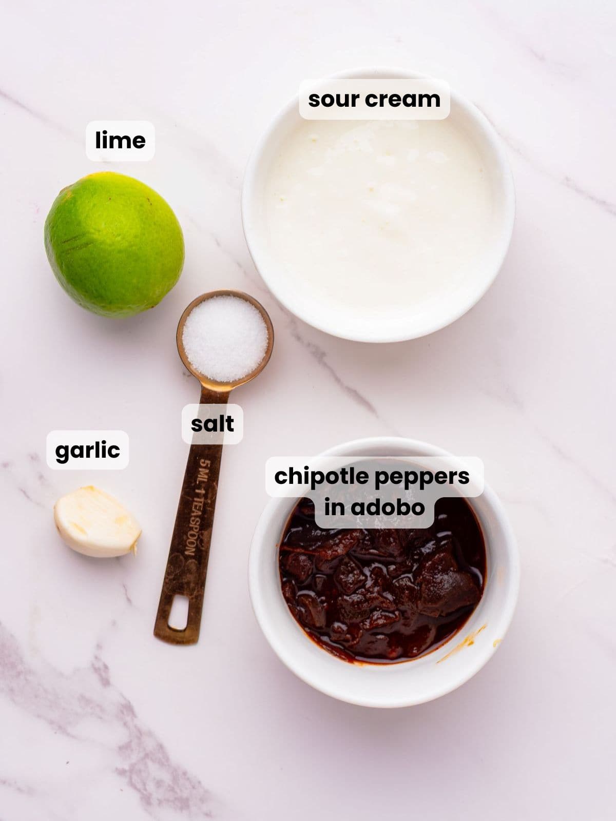 Ingredients needed to make this chipotle crema recipe.